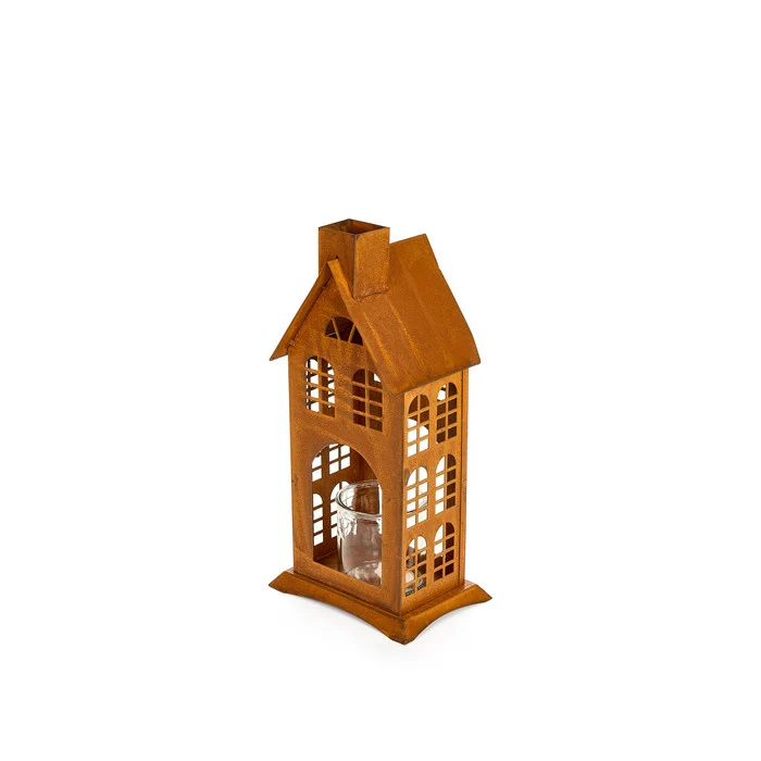 Lanterna metallo anticato shabby 16*13*45 My Home Christmas Edition NUVOLE DI STOFFA