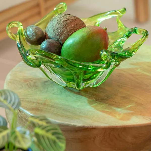 Vassoio Vetro Verde 36 cm Decorativo Serena