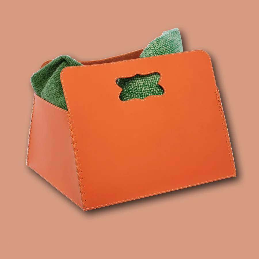 Cesto portatronchi portariviste LIFESTYLE pelle liscia - arancione
