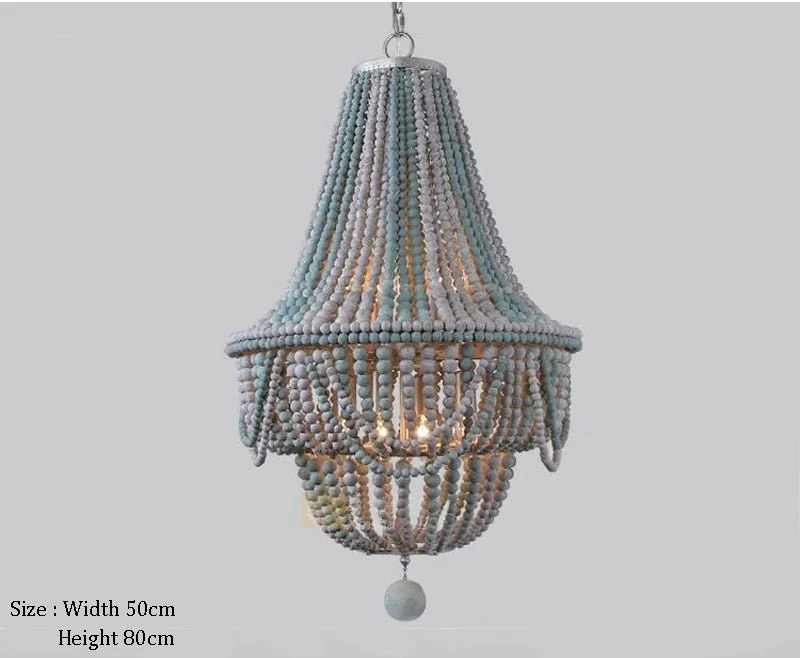 Illuminazione Lampadari retrò Lampadario con perline di legno Luce per bambini Camera da letto Camera da letto Principessa...