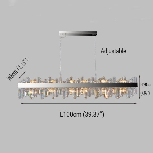Lampadario moderno di cristallo rettangolare cromato per il soggiorno dell'isola della cucina ATY Home Decor