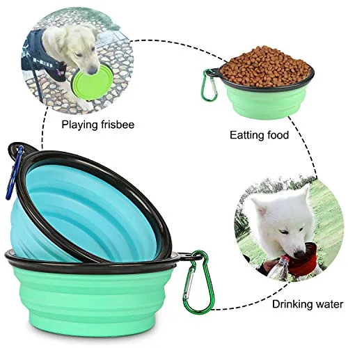 Ciotola pieghevole per cani, set da viaggio portatile silicone per...