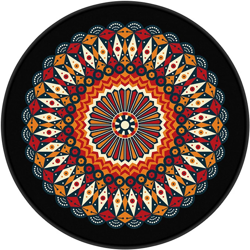 Tappeto decorativo caleidoscopio Tappeto turco multicolore Tappeto con supporto antiscivolo lavabile poliestere resistente...