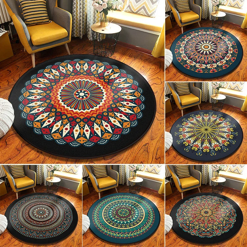 Tappeto decorativo caleidoscopio Tappeto turco multicolore Tappeto con supporto antiscivolo lavabile poliestere resistente...