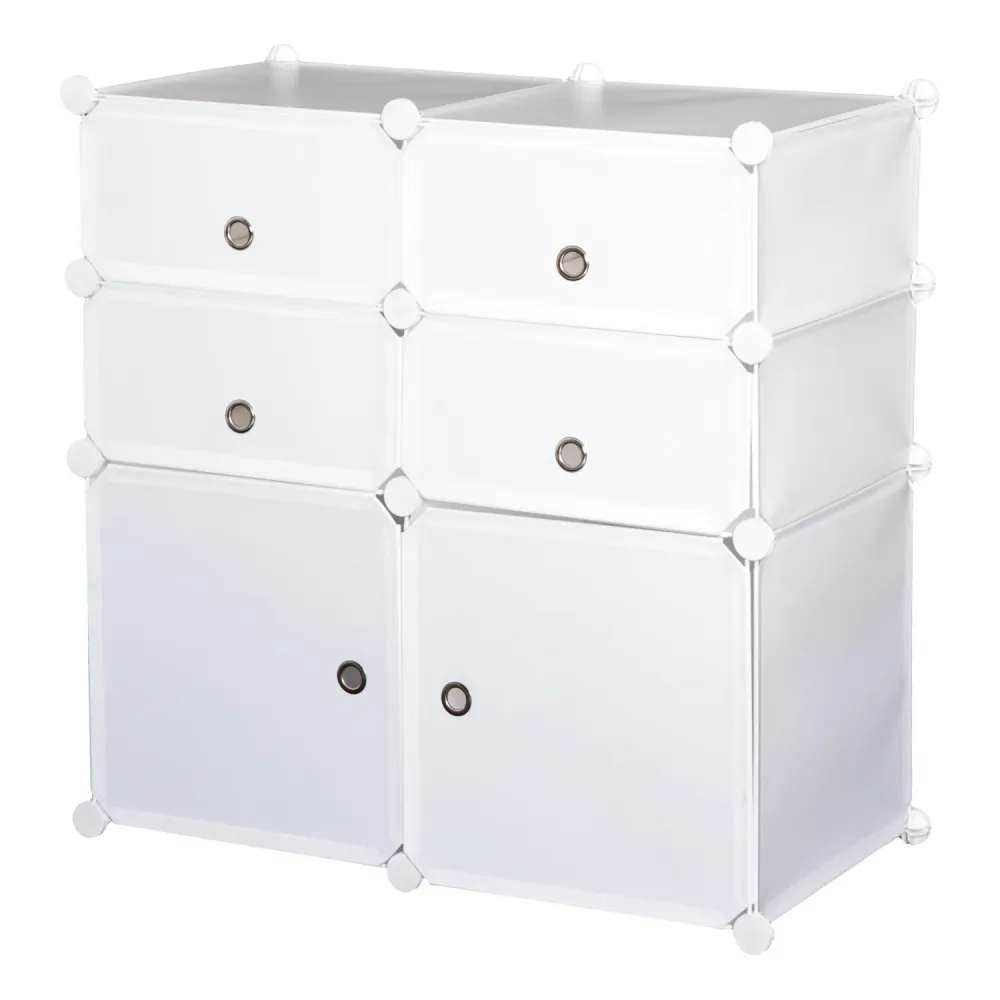 Easycomfort Armadio Modulare Scarpiera Plastica Guardaroba Scaffale Portascarpe 75×37×73cm Bianco