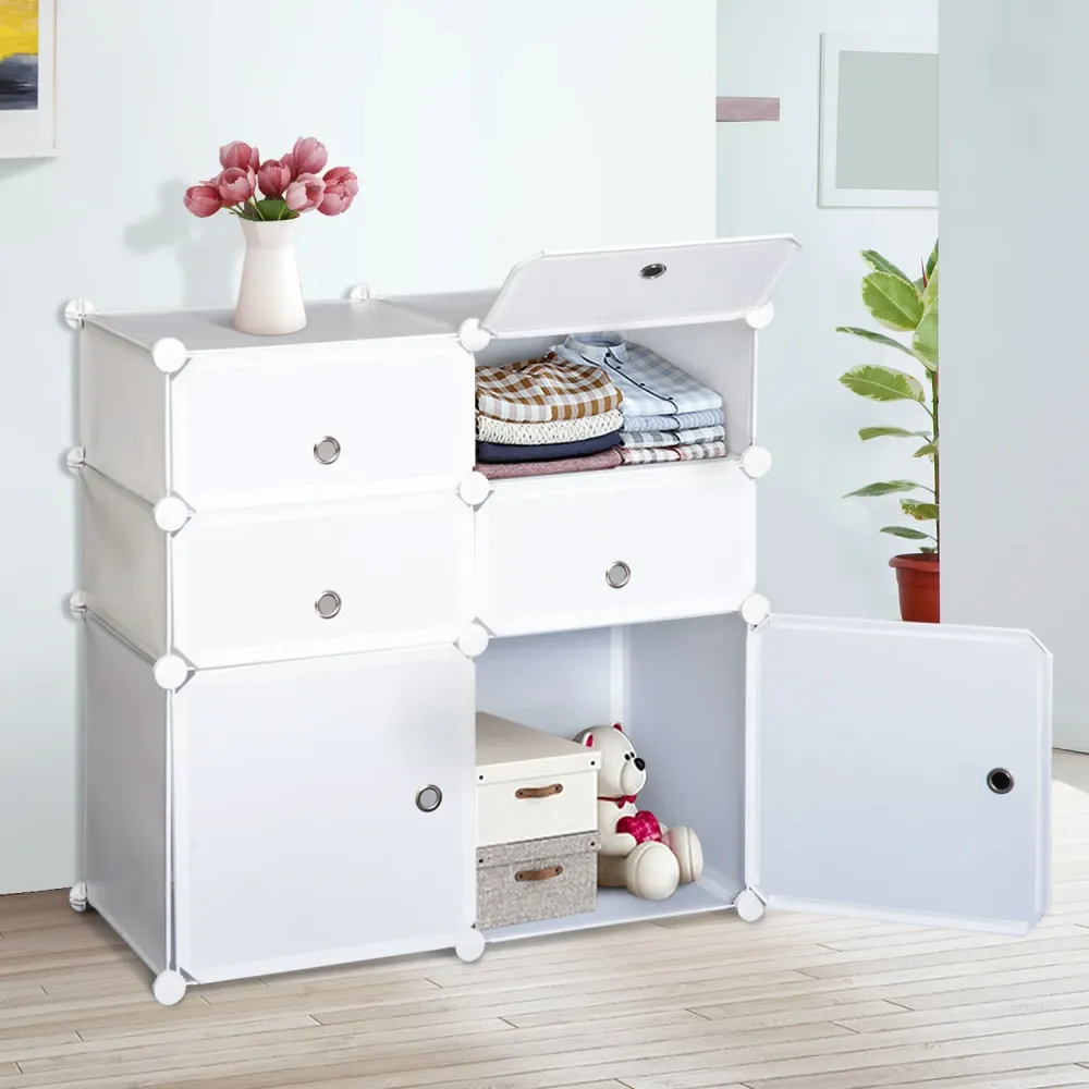 Easycomfort Armadio Modulare Scarpiera Plastica Guardaroba Scaffale Portascarpe 75×37×73cm Bianco