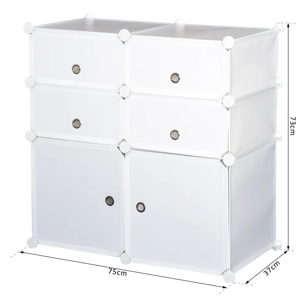 Easycomfort Armadio Modulare Scarpiera Plastica Guardaroba Scaffale Portascarpe 75×37×73cm Bianco