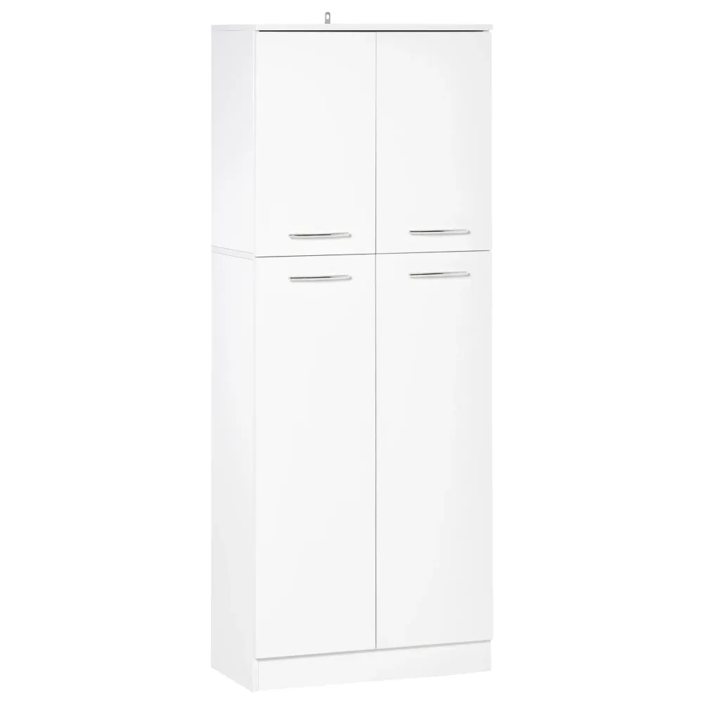 Easycomfort Mobile Dispensa Multiuso con 2 Armadietti e Mensole Regolabili, MDF, 59x31x155cm, Bianco