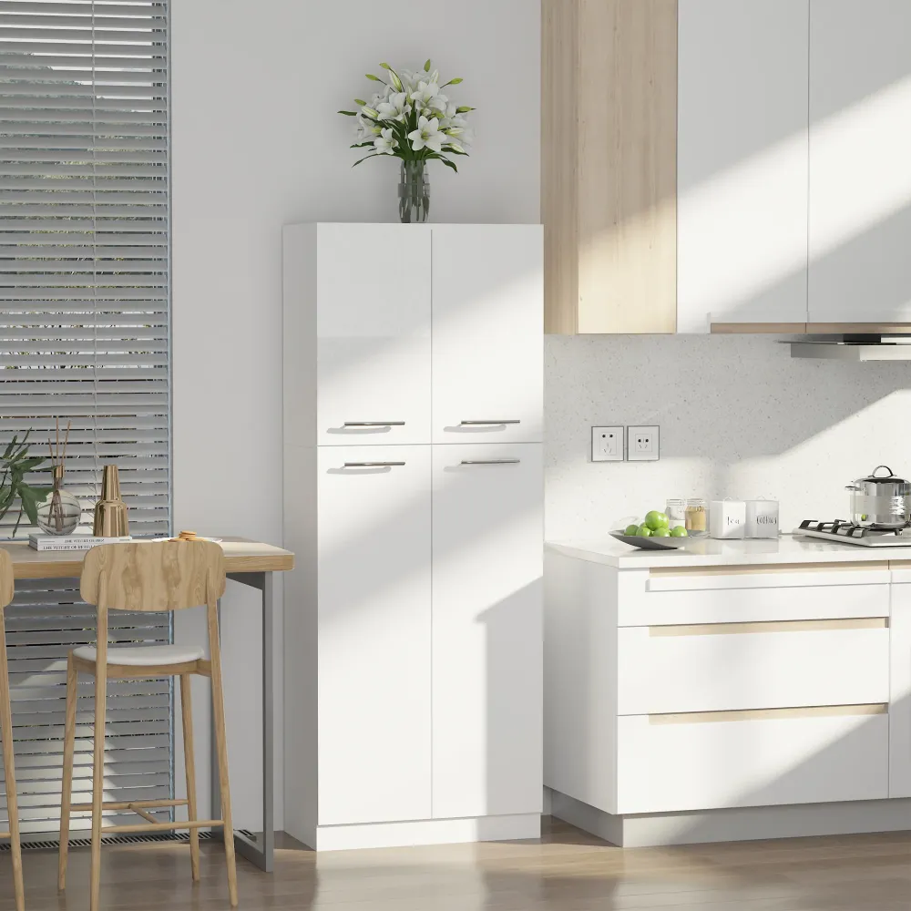 Easycomfort Mobile Dispensa Multiuso con 2 Armadietti e Mensole Regolabili, MDF, 59x31x155cm, Bianco
