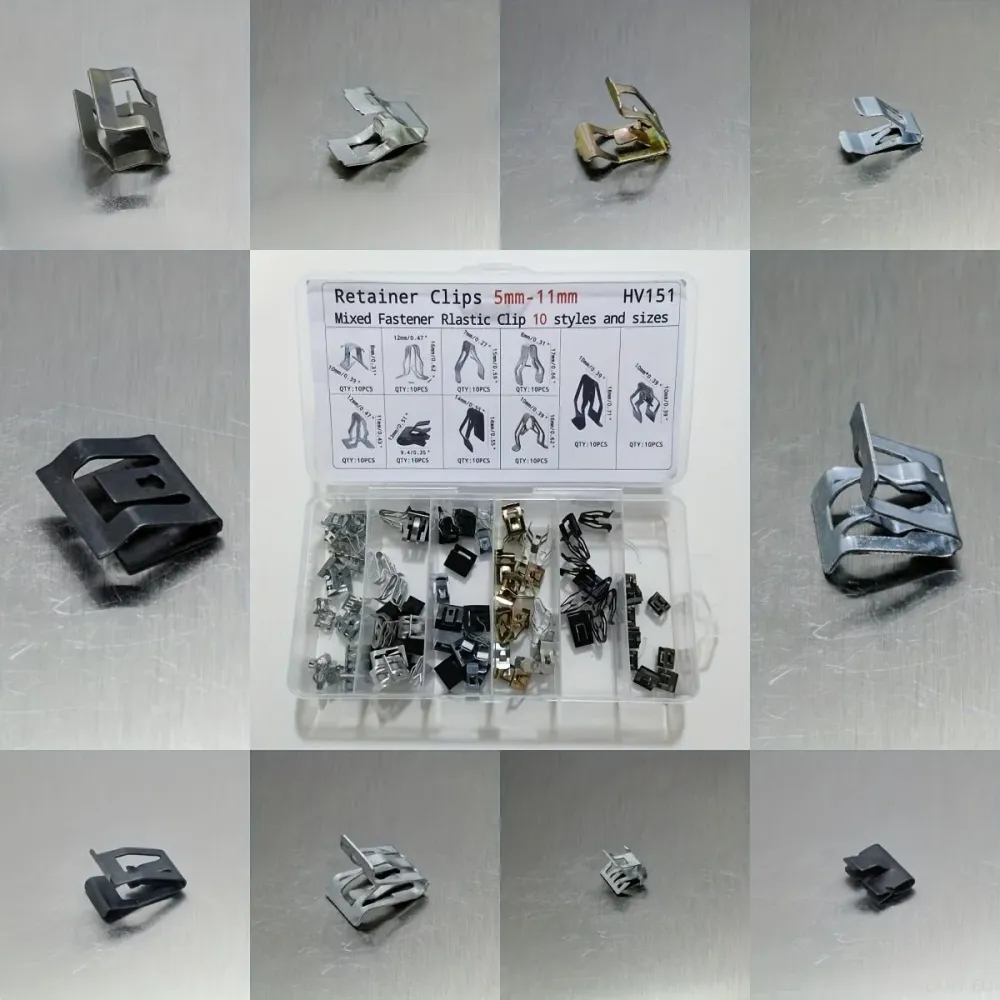 100 clip e dispositivi di fissaggio automobilistici, realizzati metallo, adatti vari veicoli elettrici tra cui Tesla, BYD,...