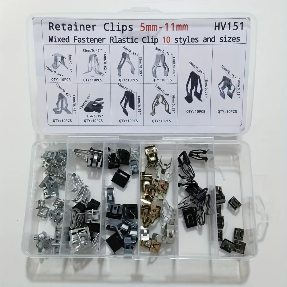 100 clip e dispositivi di fissaggio automobilistici, realizzati metallo, adatti vari veicoli elettrici tra cui Tesla, BYD,...