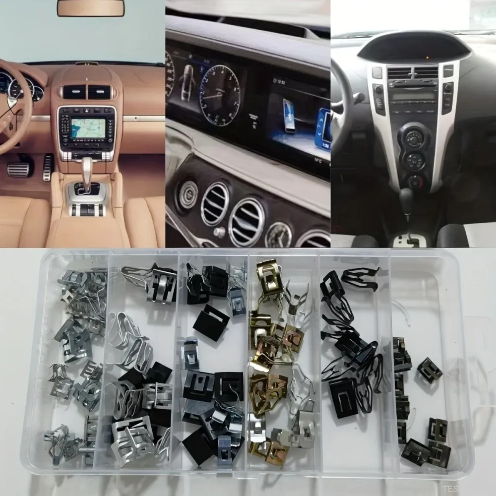 100 clip e dispositivi di fissaggio automobilistici, realizzati metallo, adatti vari veicoli elettrici tra cui Tesla, BYD,...