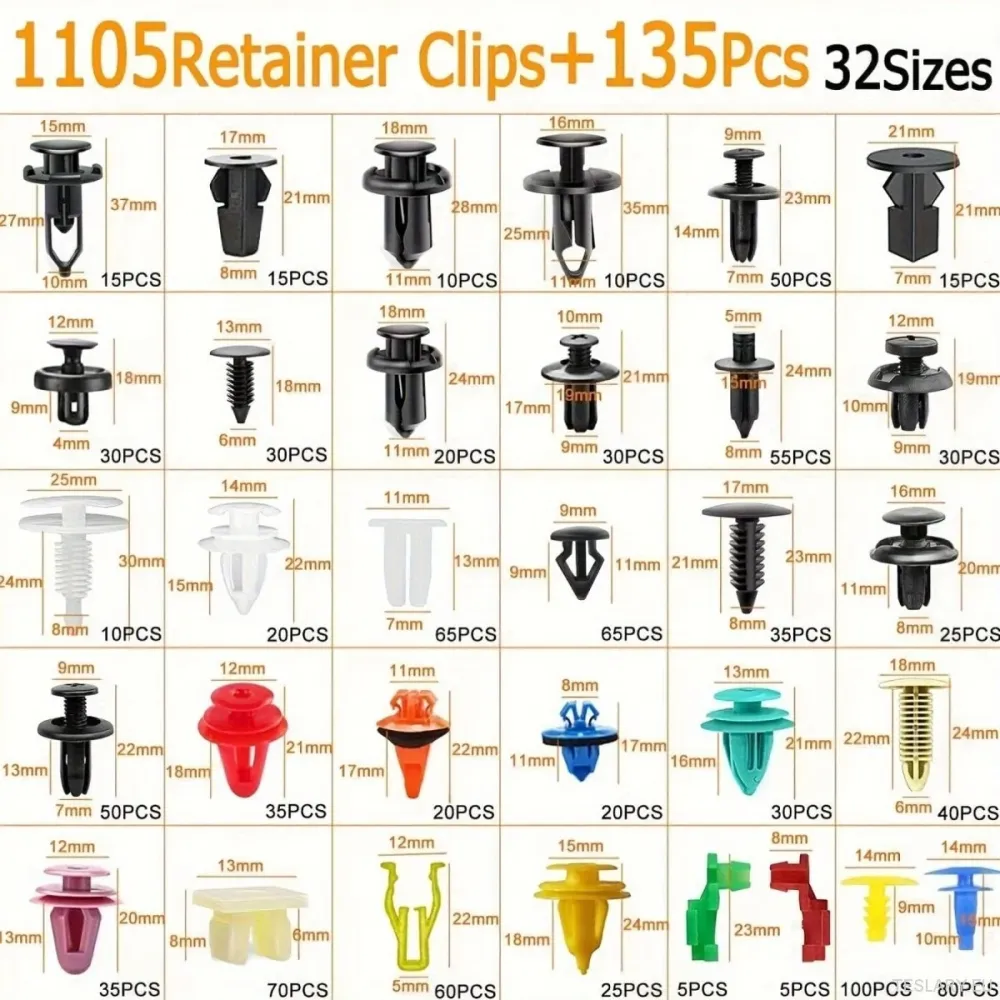 1105pcs clip per auto assortite, clip di fermo plastica 4 strati, parti e accessori per corpi di auto universali, material...