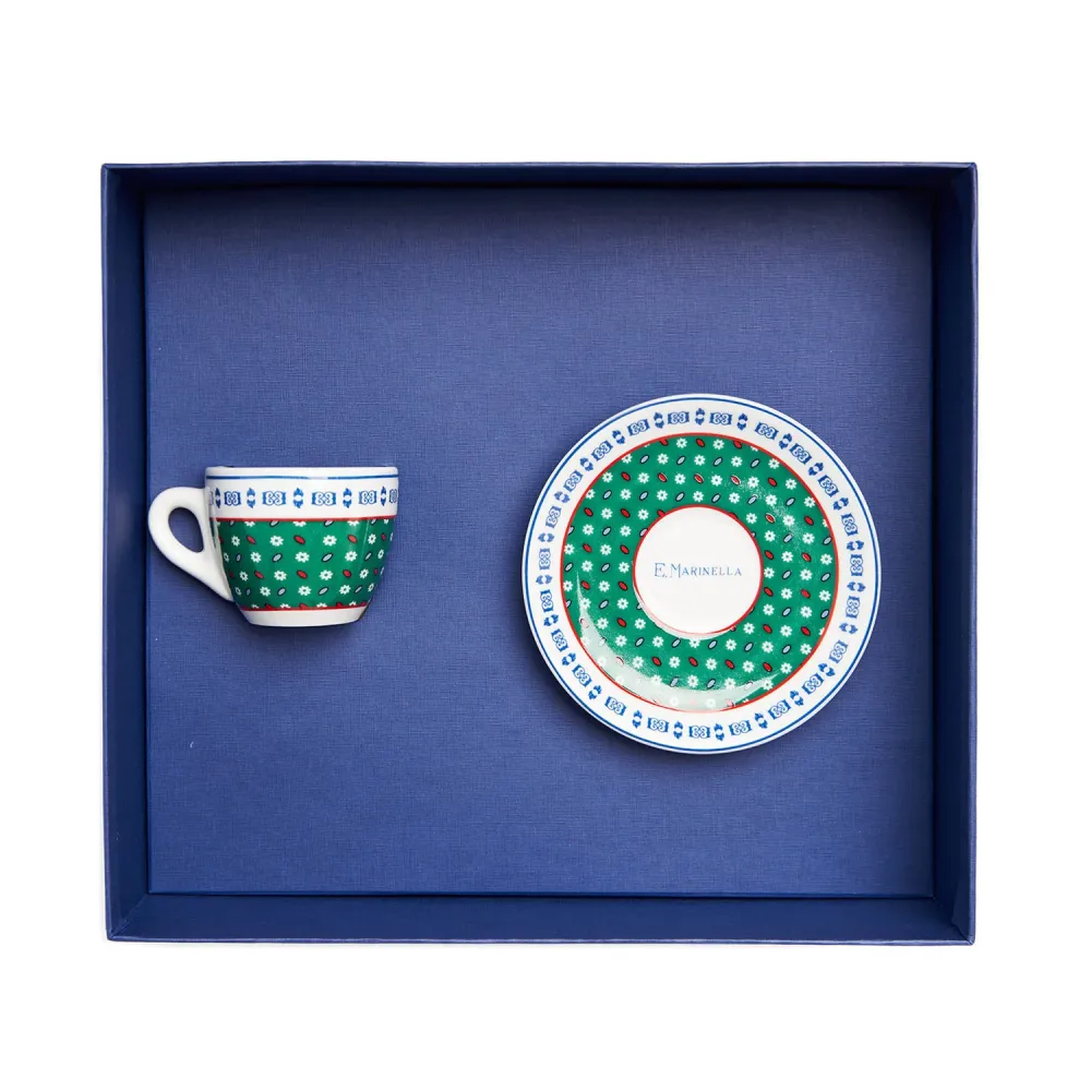 TAZZINA DA CAFFÈ CON PIATTINO VERDE E. Marinella
