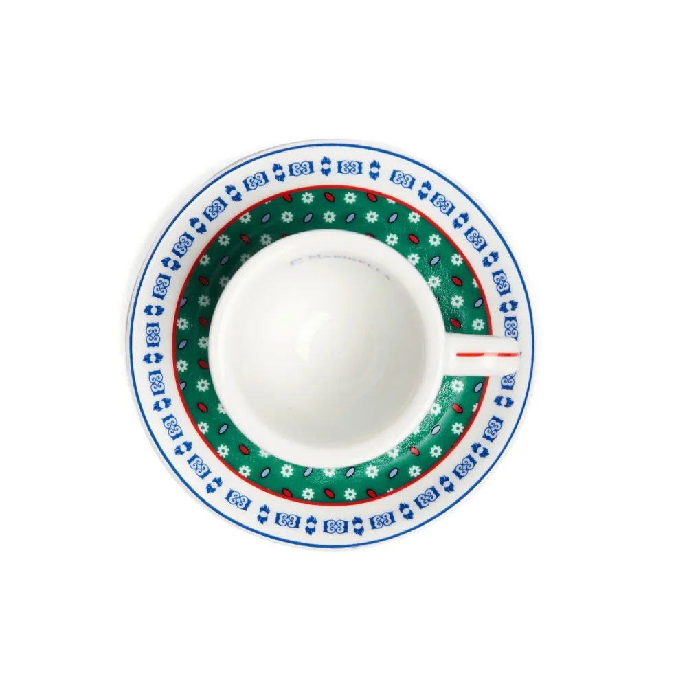 TAZZINA DA CAFFÈ CON PIATTINO VERDE E. Marinella