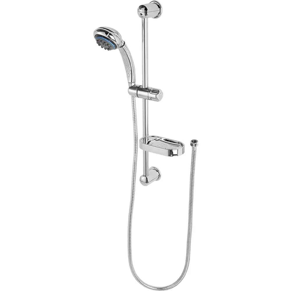 Saliscendi Doccia Metallo Cromato Soffione 8 Diverse Funzioni 9 x 18 x 68 cm