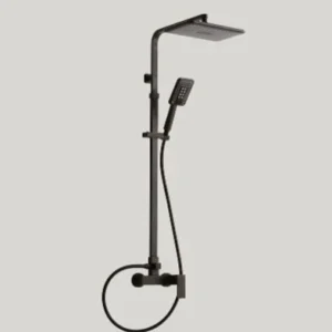 Tamanaco - Colonna doccia Angelica ottone finitura nero opaco con soffione rettangolare cm. 23x19