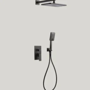 Tamanaco - Colonna doccia Set Rettangolare Black ottone finitura nero opaco con soffione rettangolare cm. 29x19