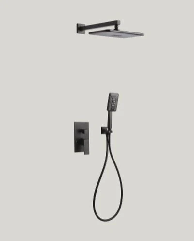 Tamanaco - Colonna doccia Set Rettangolare Black ottone finitura nero opaco con soffione rettangolare cm. 29x19