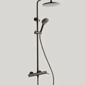 Tamanaco - Colonna doccia Tritone ottone finitura nero opaco con soffione tondo d.225