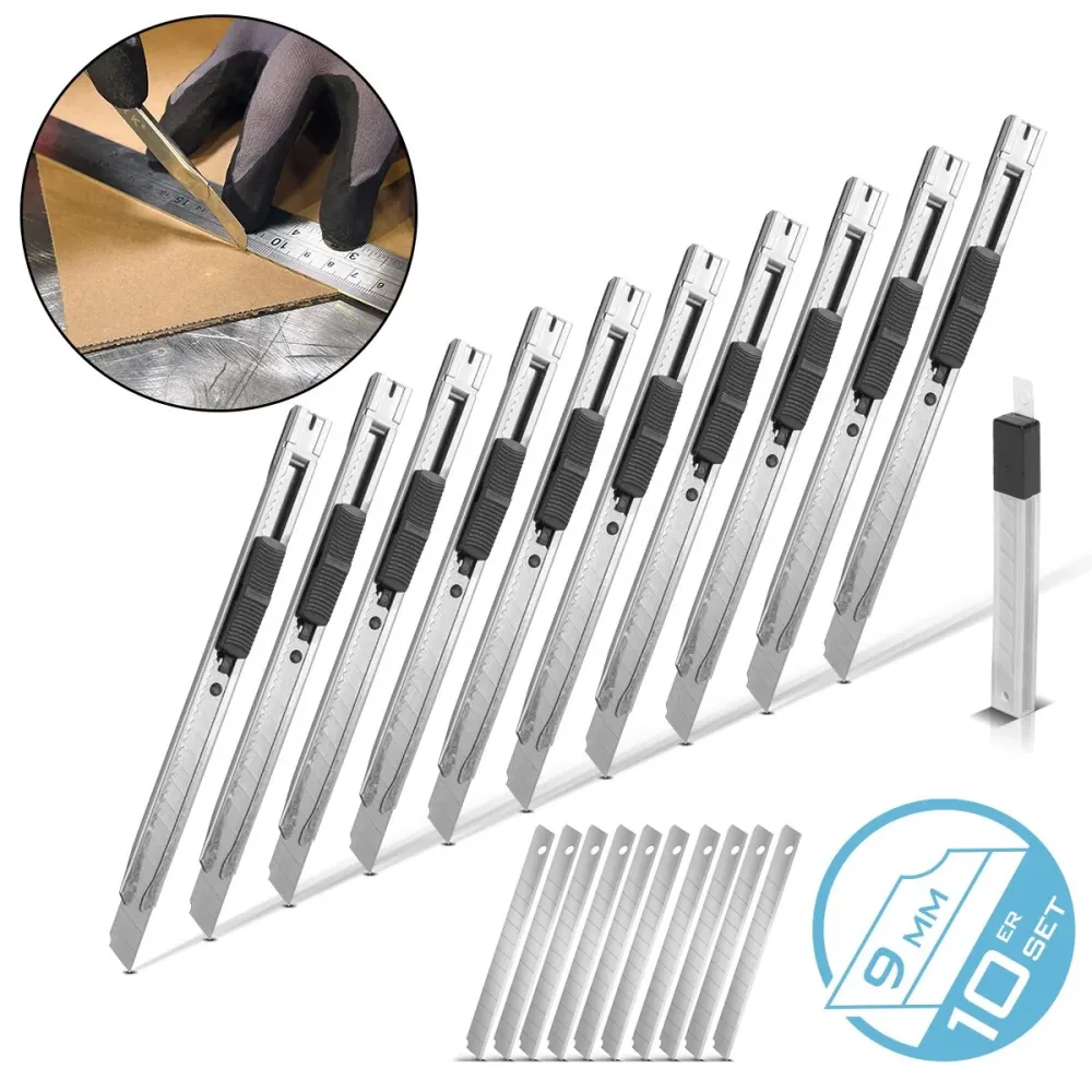 Meccanismo di acciaio coltello da taglio 10 set con pale taglierina da 9 mm acciaio carbonio prova di rottura | Coltello d...