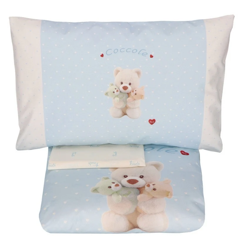 TRUDI Completo copripiumone bimbo coccole Azzurro Lettino con sbarre