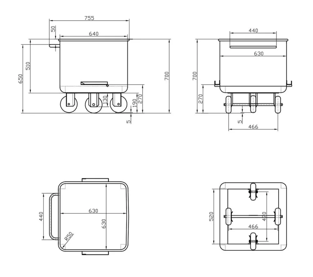 Vagonetto Acciaio Inox - 200L