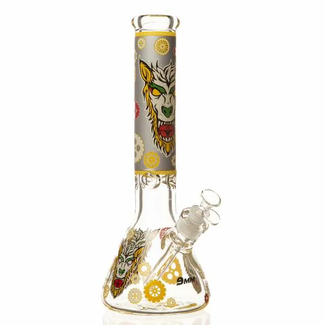 14" 9mm Wolf Beaker Bong con 3 Ripiani Regolabili