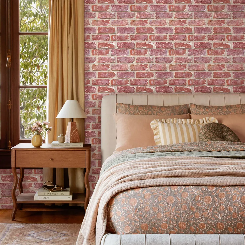 Baule per Cuscini 3D Old Red Rustic Brick Peel and Stick Wall Tile
