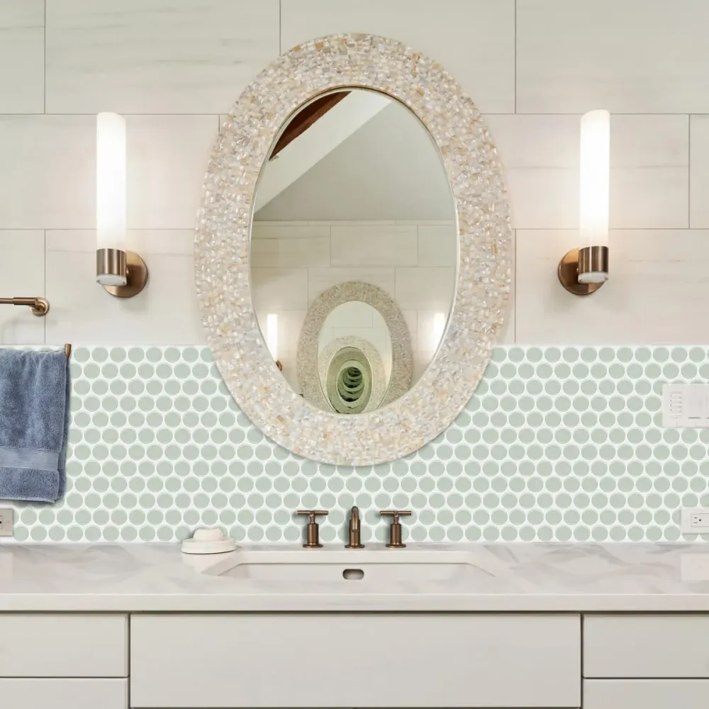 Box Attrezzi con Ruote Green Penny Backsplash Peel and Stick Tile