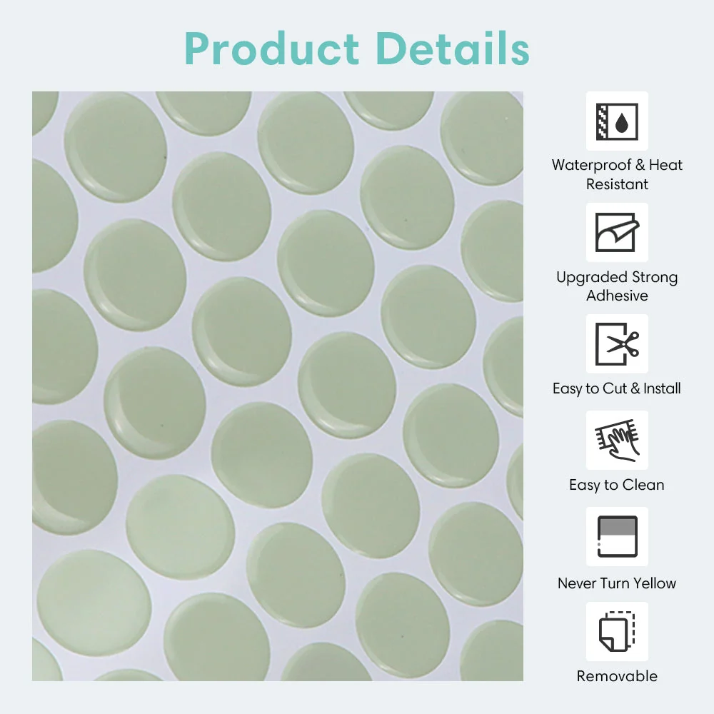 Box Attrezzi con Ruote Green Penny Backsplash Peel and Stick Tile
