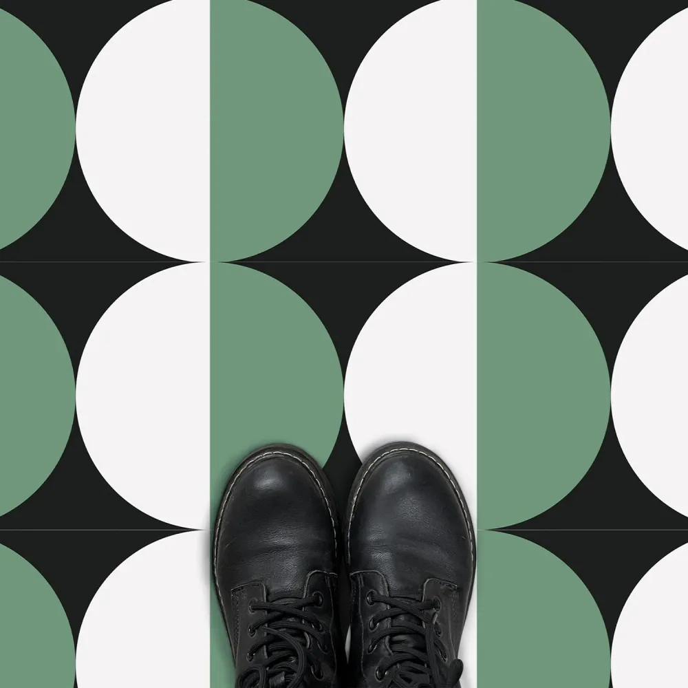 Box Attrezzi con Ruote Green and White Geometric Peel and Stick Vinyl Floor Tile Sticker