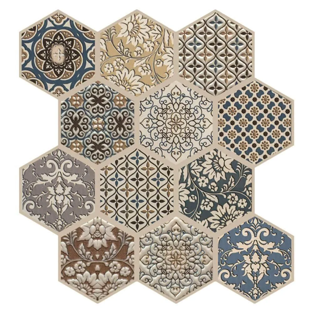 3D Brown Boho Hexagon Peel and Stick Wall Tile con Serratura Combinazione