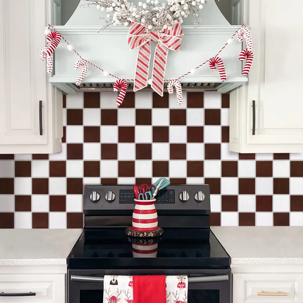 Cassa di Stoccaggio Impermeabile 3D Red and White Square Peel and Stick Wall Tile