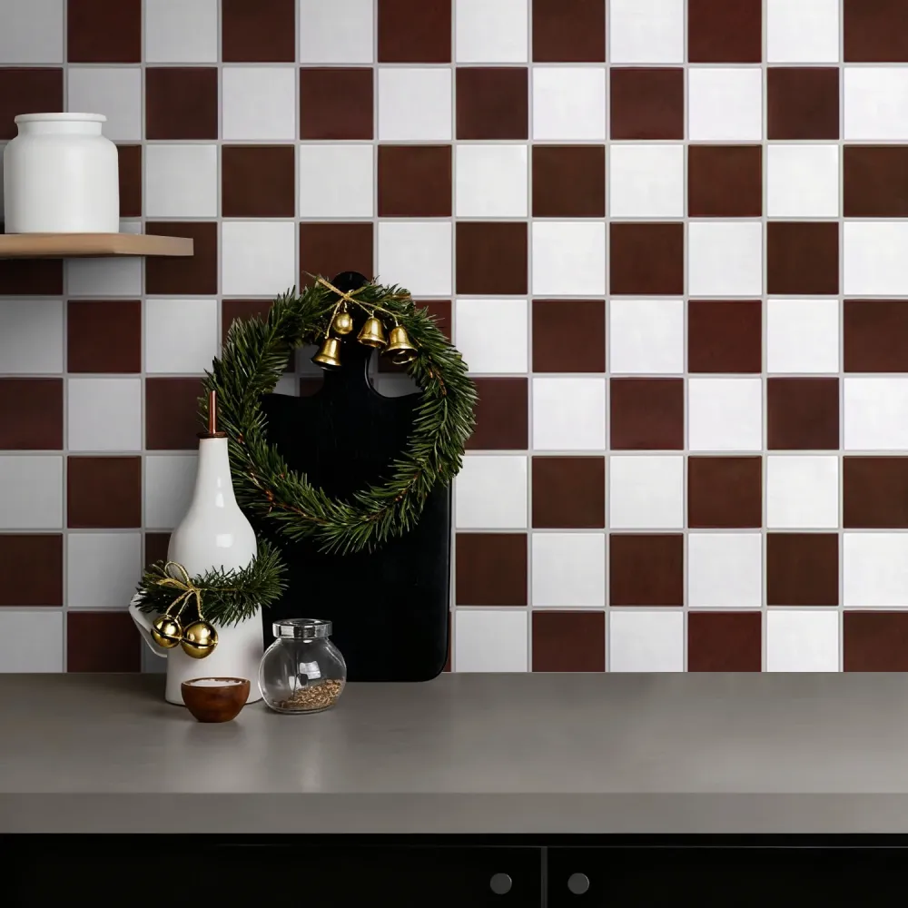 Cassa di Stoccaggio Impermeabile 3D Red and White Square Peel and Stick Wall Tile