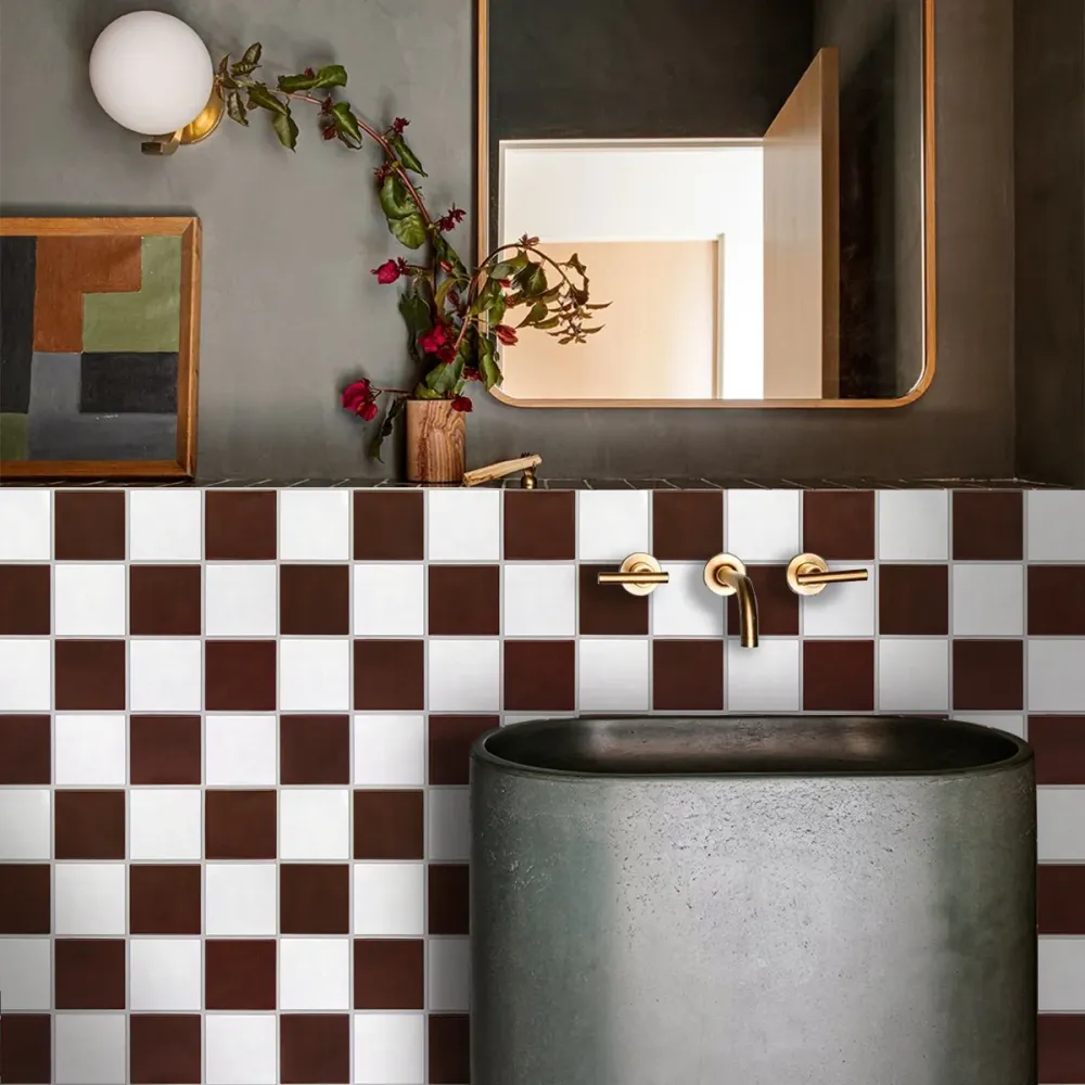 Cassa di Stoccaggio Impermeabile 3D Red and White Square Peel and Stick Wall Tile