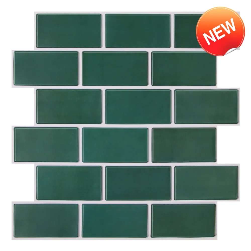 Certificato UV-Resistant 3D Green Subway Peel and Stick Wall Tile