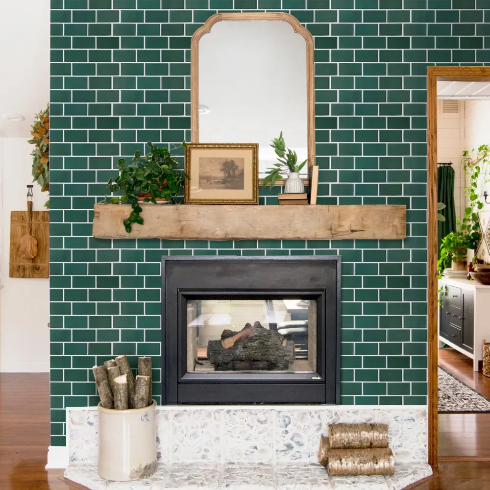 Certificato UV-Resistant 3D Green Subway Peel and Stick Wall Tile
