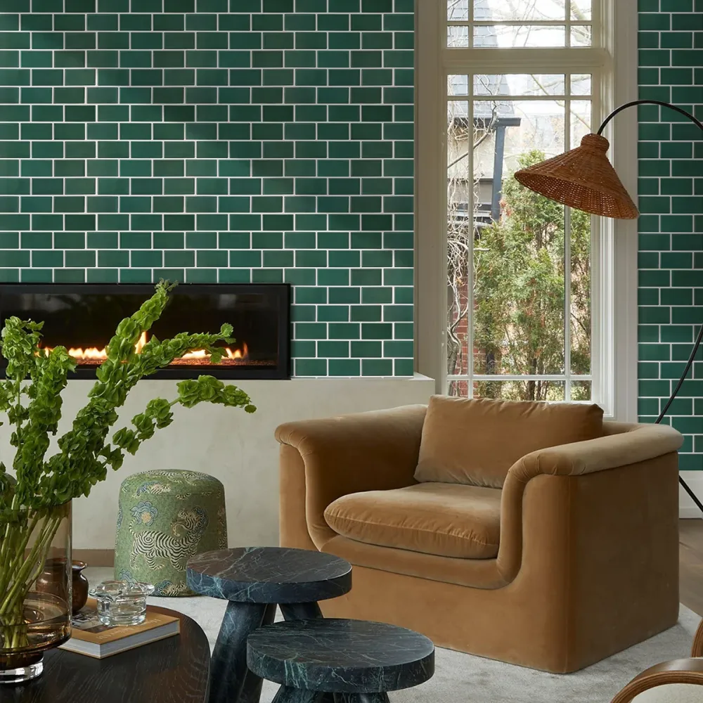 Certificato UV-Resistant 3D Green Subway Peel and Stick Wall Tile