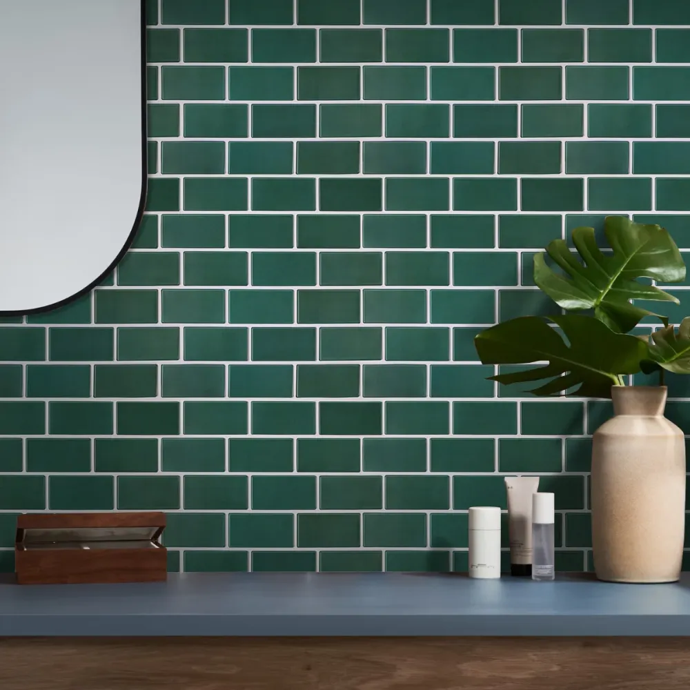 Certificato UV-Resistant 3D Green Subway Peel and Stick Wall Tile