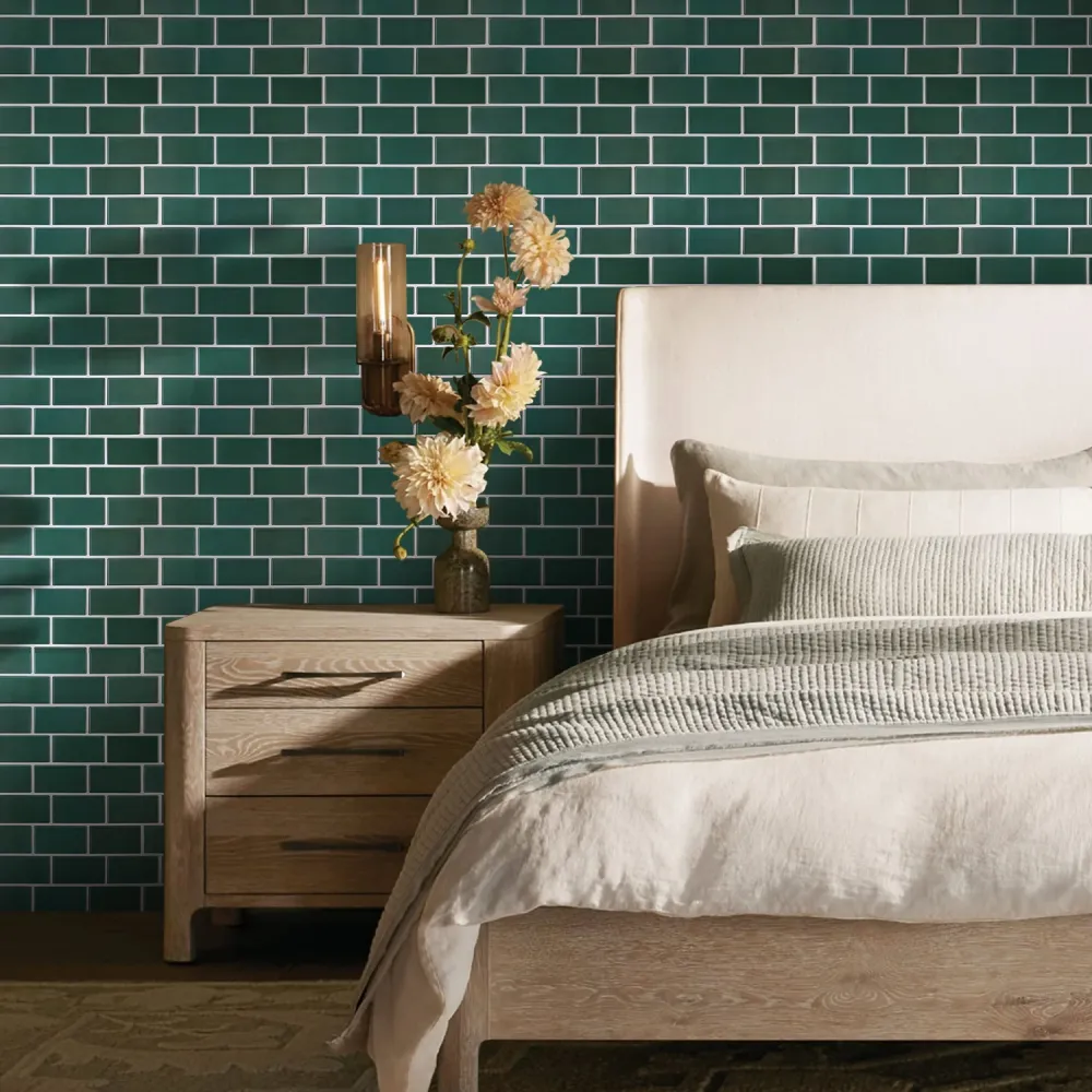 Certificato UV-Resistant 3D Green Subway Peel and Stick Wall Tile