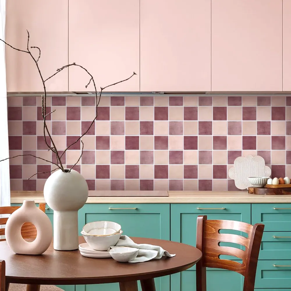 Grande Capacità 3D Dusty Rose Square Peel and Stick Wall Tile