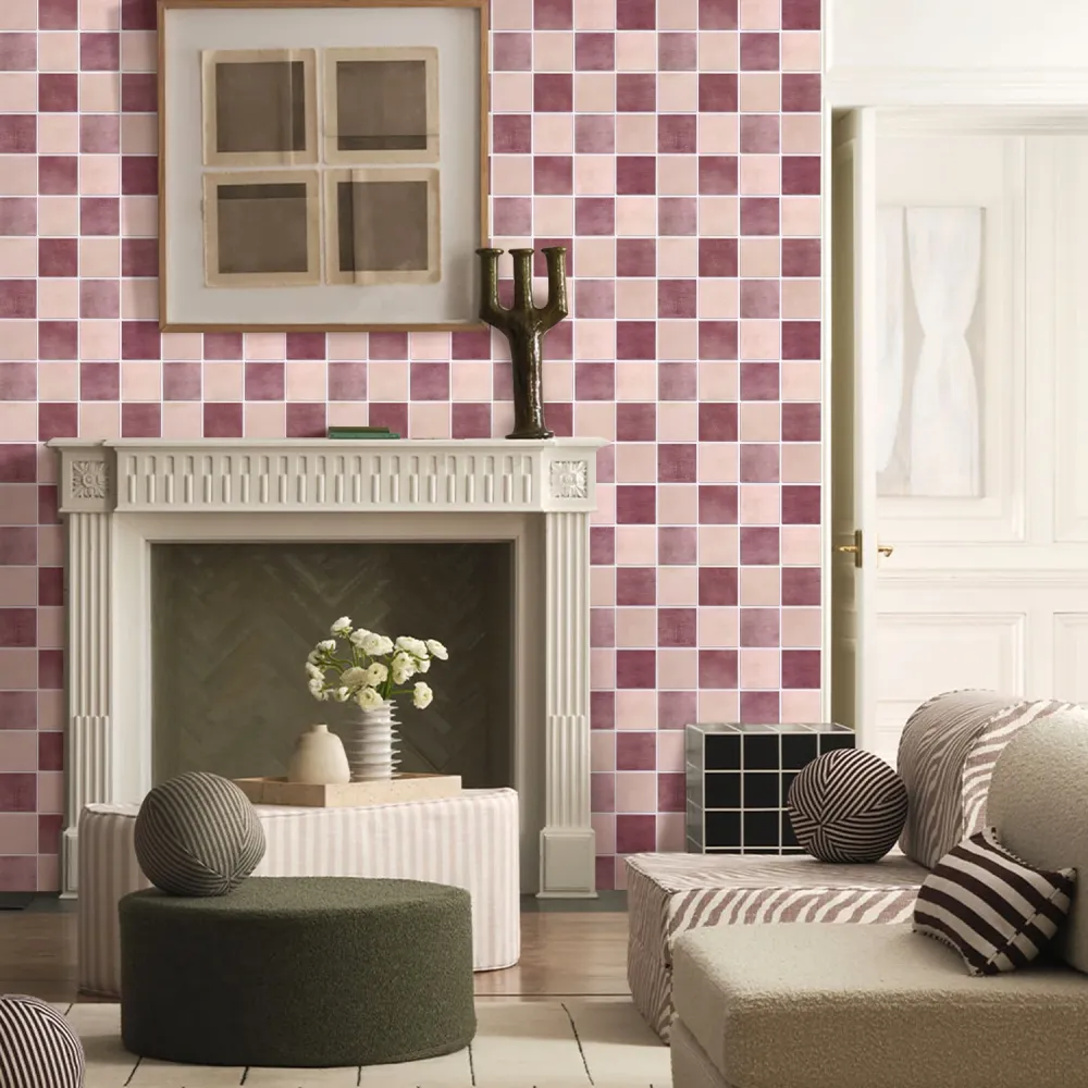 Grande Capacità 3D Dusty Rose Square Peel and Stick Wall Tile