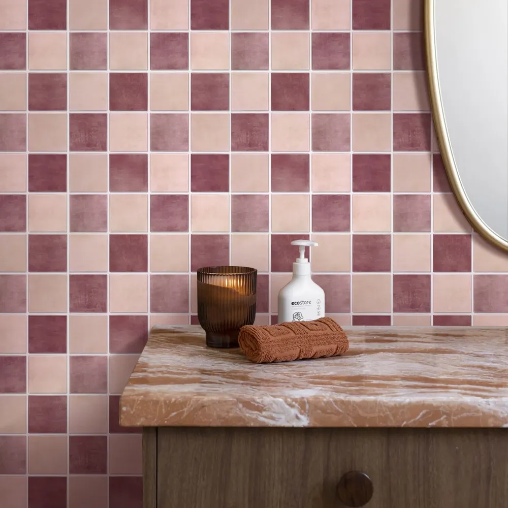 Grande Capacità 3D Dusty Rose Square Peel and Stick Wall Tile