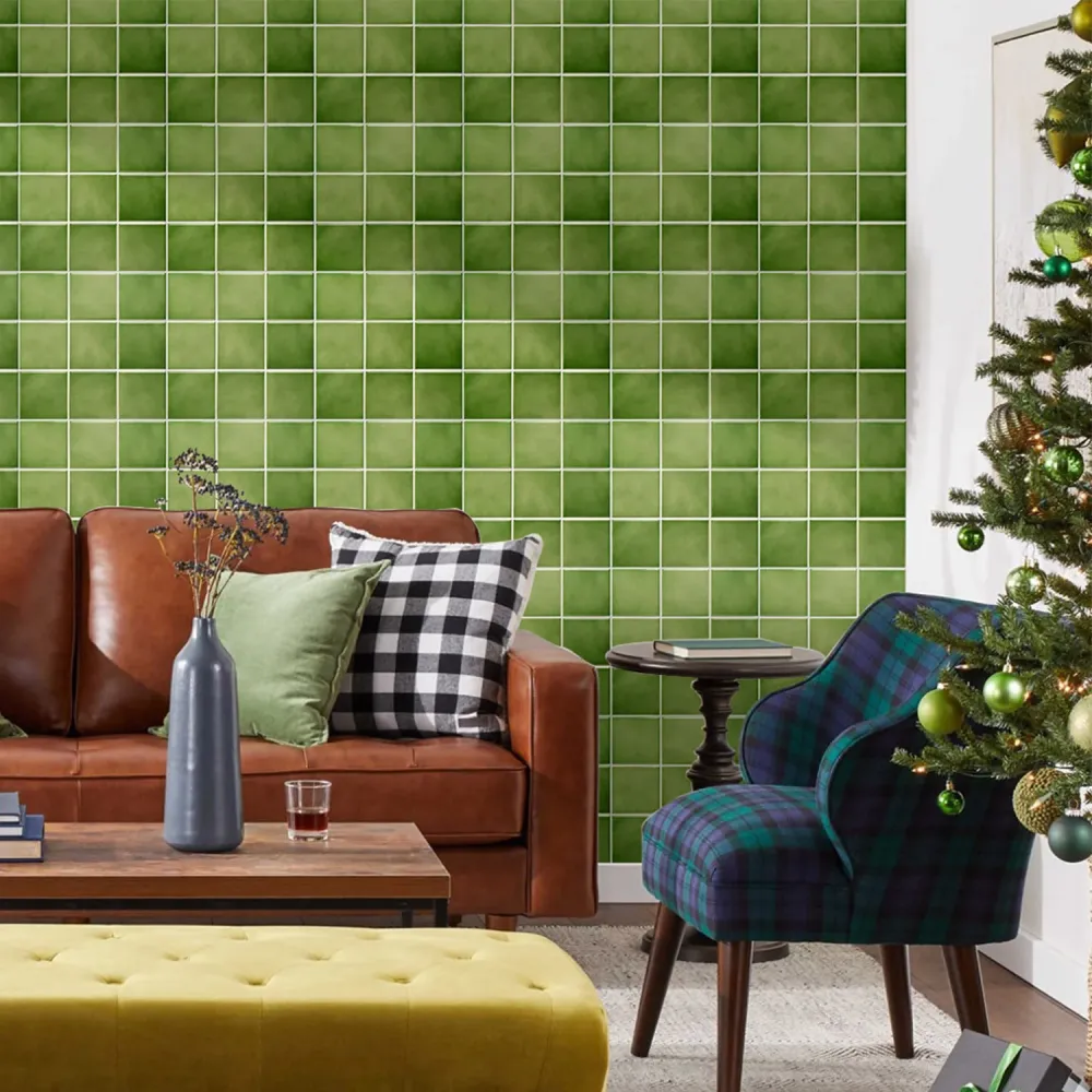 3D Green Ceramica Peel and Stick Wall Tile