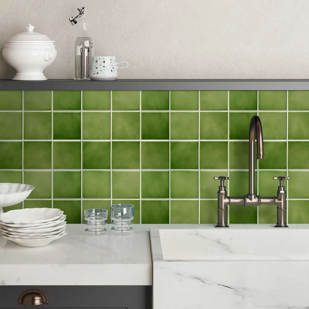 3D Green Ceramica Peel and Stick Wall Tile