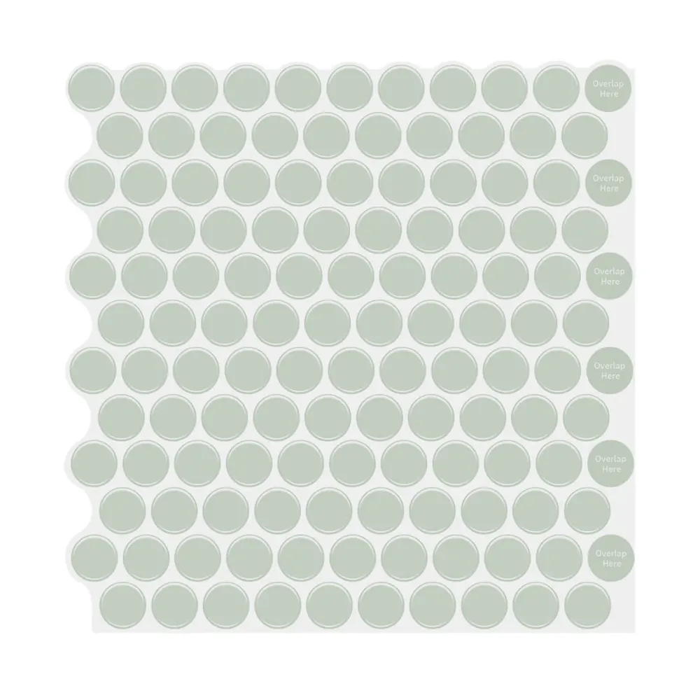 Green Penny Backsplash Peel and Stick Tile con 3 Ripiani Regolabili