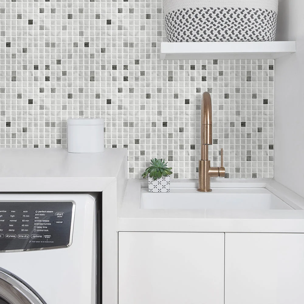 Grigio and Beige Mosaic Backsplash Peel and Stick Tile