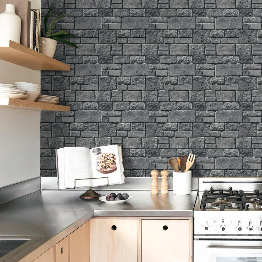 3D Old Grigio Stone Peel and Stick Wall Tile