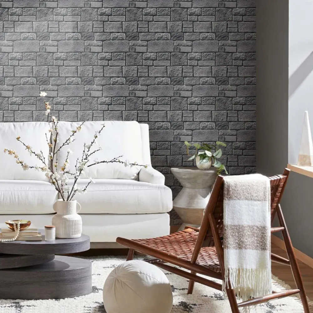 3D Old Grigio Stone Peel and Stick Wall Tile